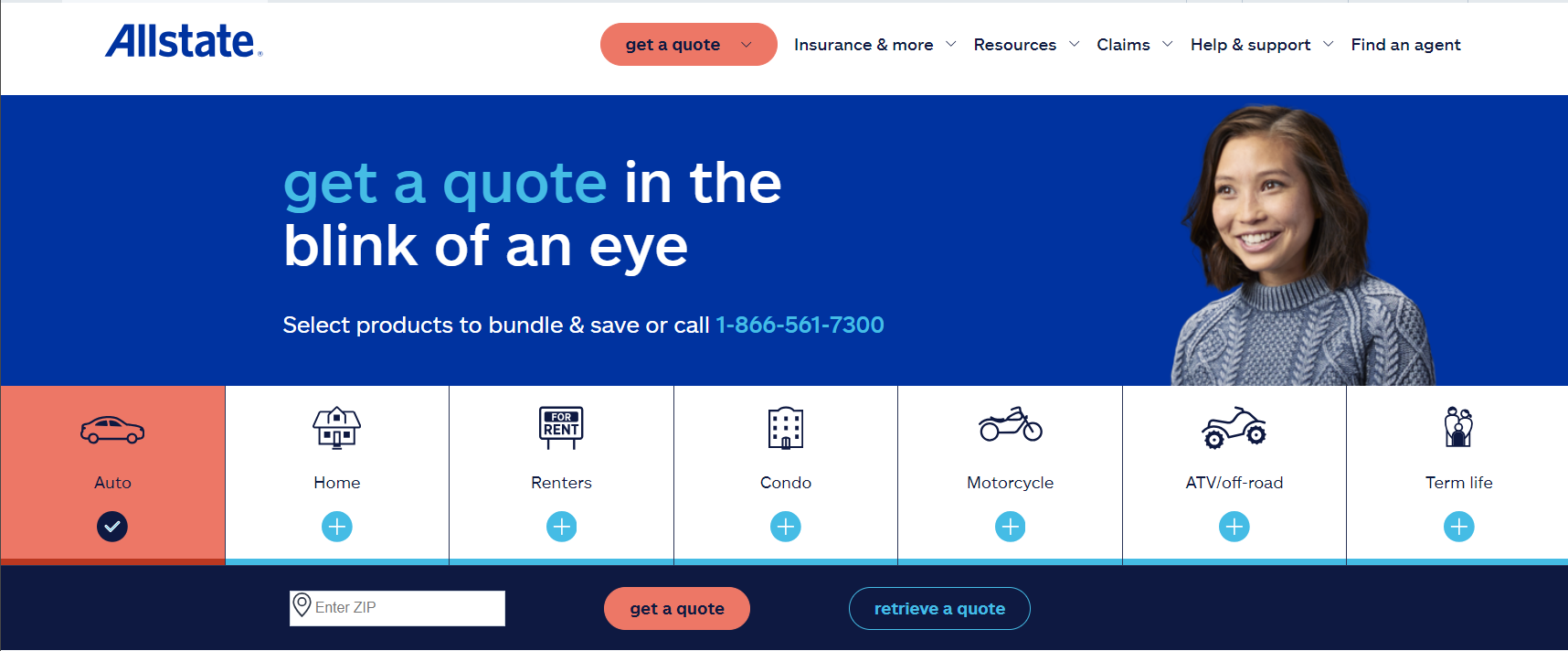 Allstate: Site Screenshot Best Personal Accident Insurance