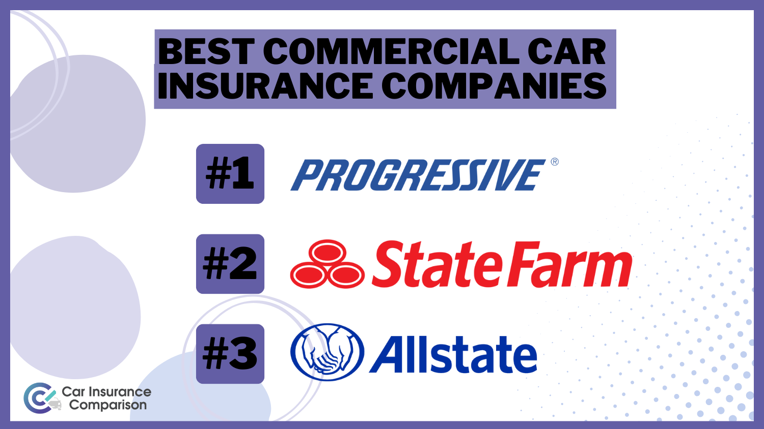 Best Commercial Car Insurance Companies: Progressive, State Farm, and Allstate.