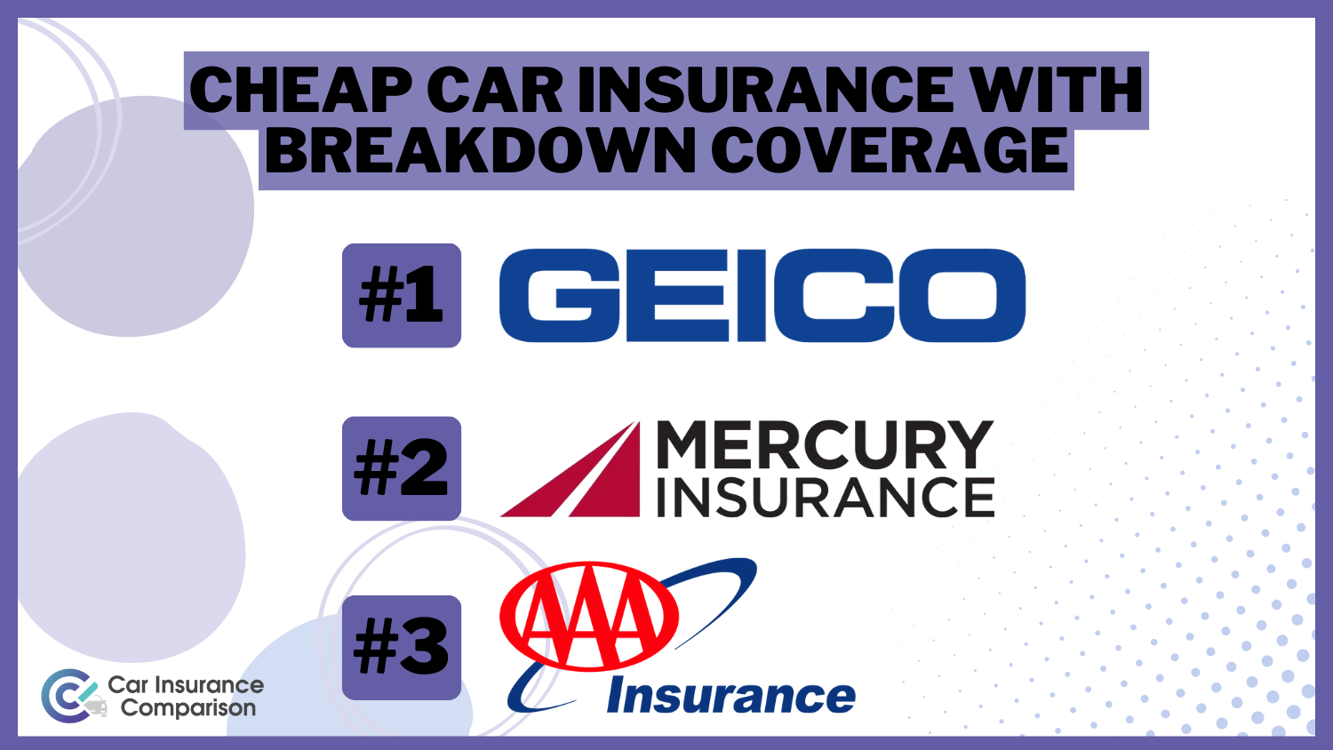 Cheap Car Insurance With Breakdown Coverage - Geico, Mercury, AAA