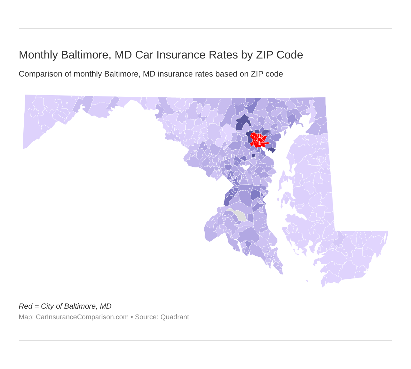 Monthly Baltimore, MD Car Insurance Rates by ZIP Code