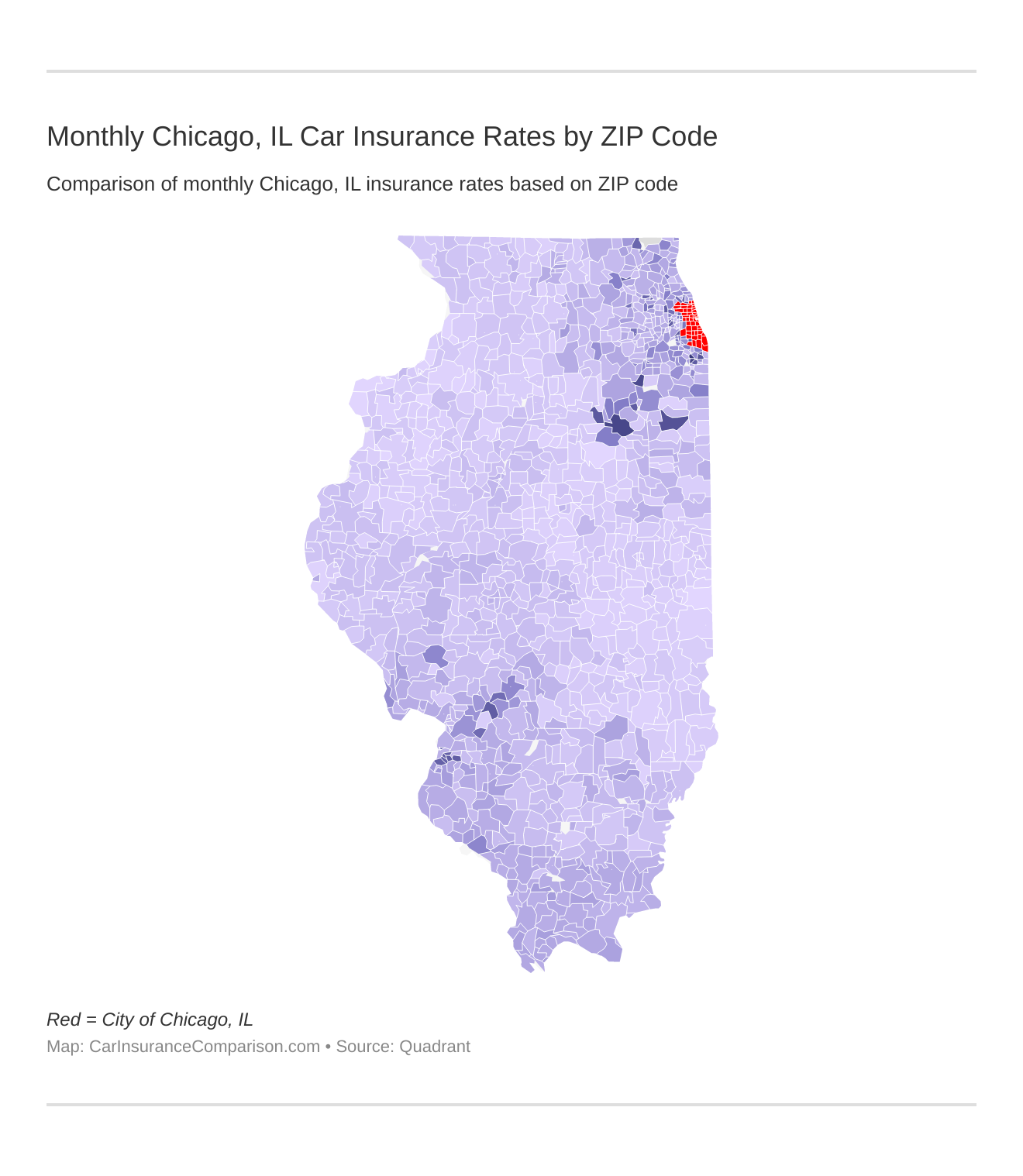 Monthly Chicago, IL Car Insurance Rates by ZIP Code