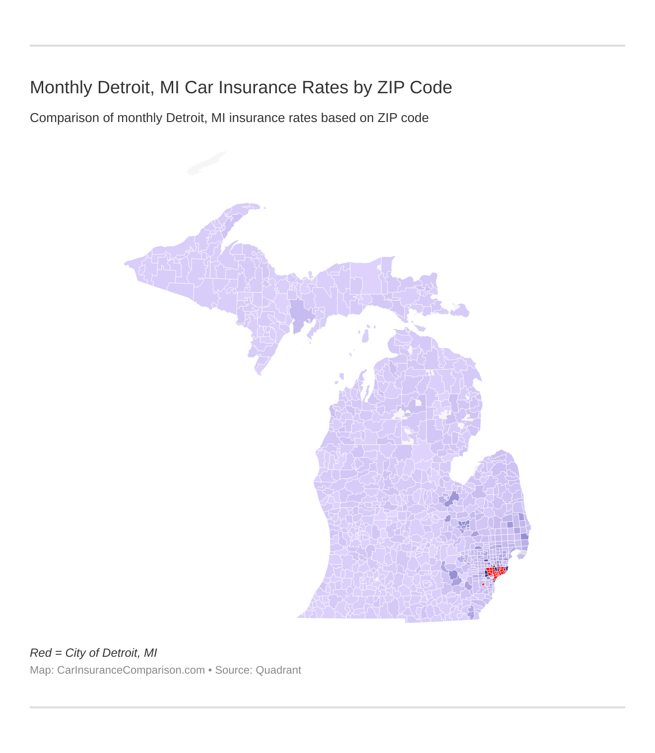 Monthly Detroit, MI Car Insurance Rates by ZIP Code