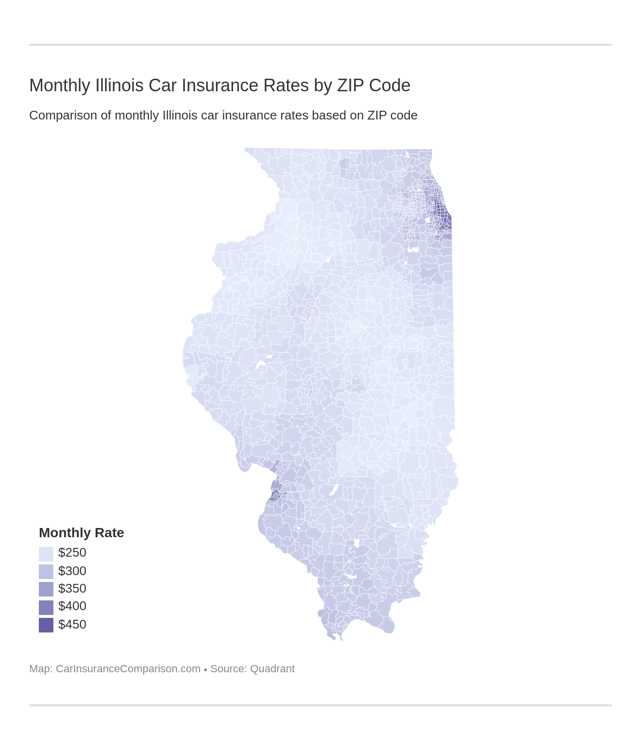 Monthly Illinois Car Insurance Rates by ZIP Code