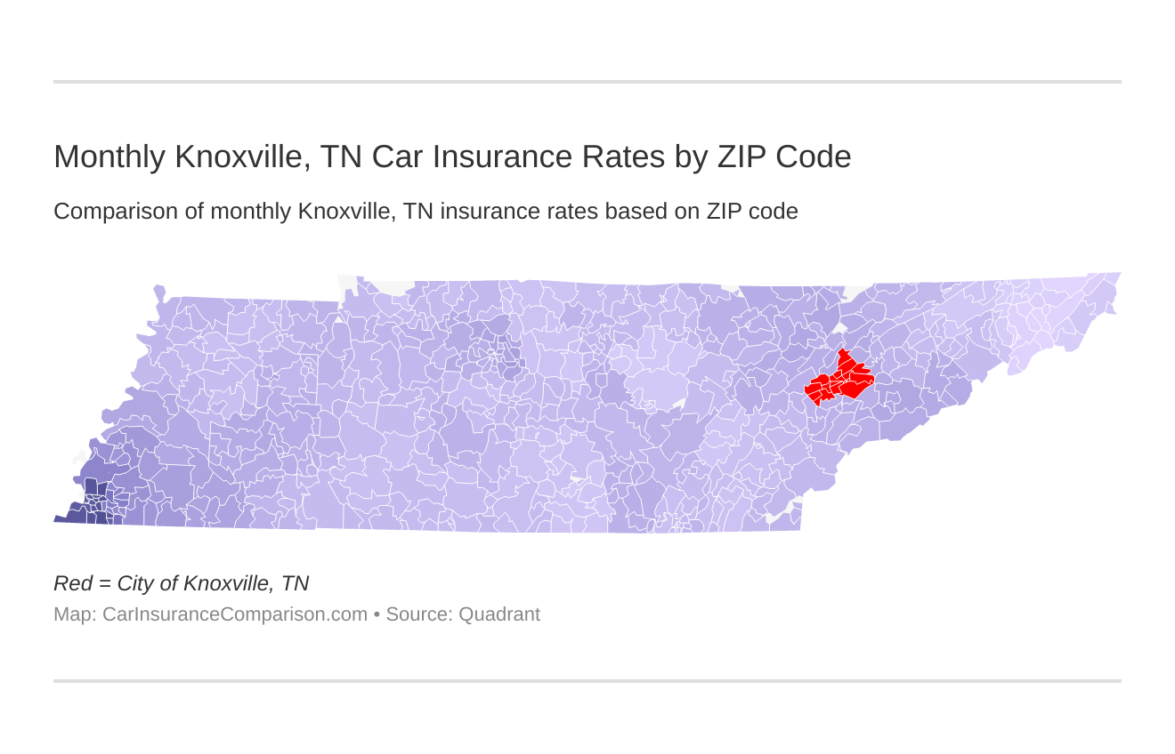 Monthly Knoxville, TN Car Insurance Rates by ZIP Code