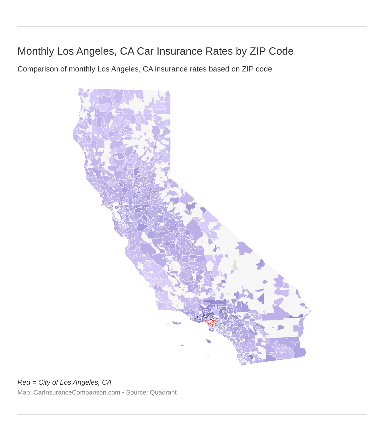 Monthly Los Angeles, CA Car Insurance Rates by ZIP Code