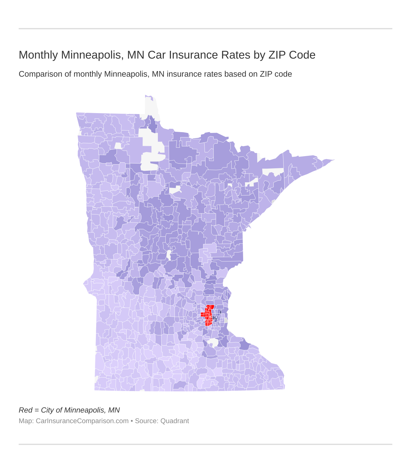 Monthly Minneapolis, MN Car Insurance Rates by ZIP Code