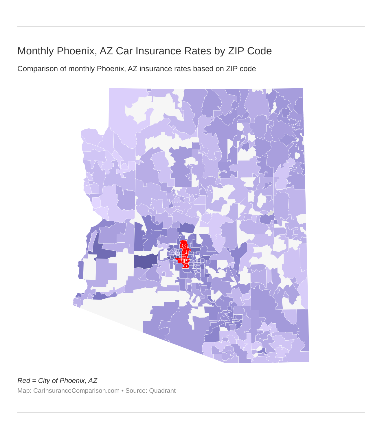 Monthly Phoenix, AZ Car Insurance Rates by ZIP Code