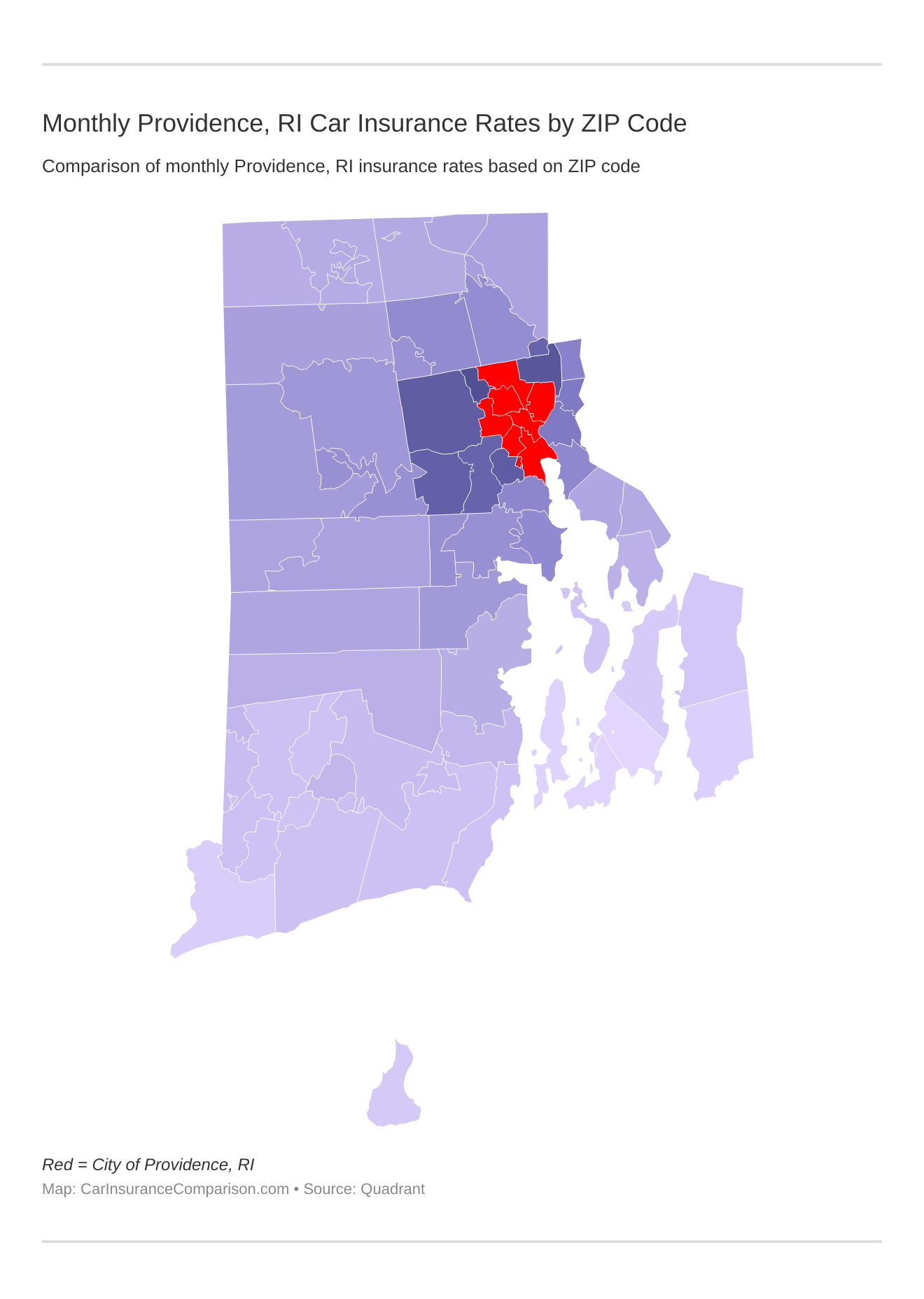 Monthly Providence, RI Car Insurance Rates by ZIP Code