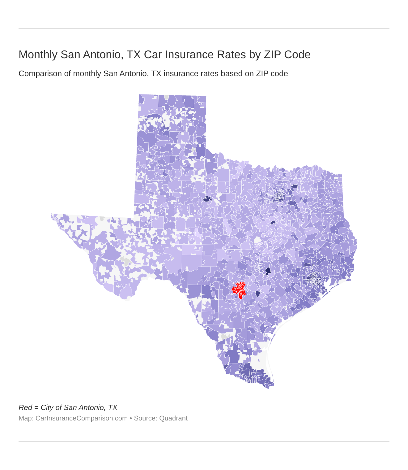 Monthly San Antonio, TX Car Insurance Rates by ZIP Code
