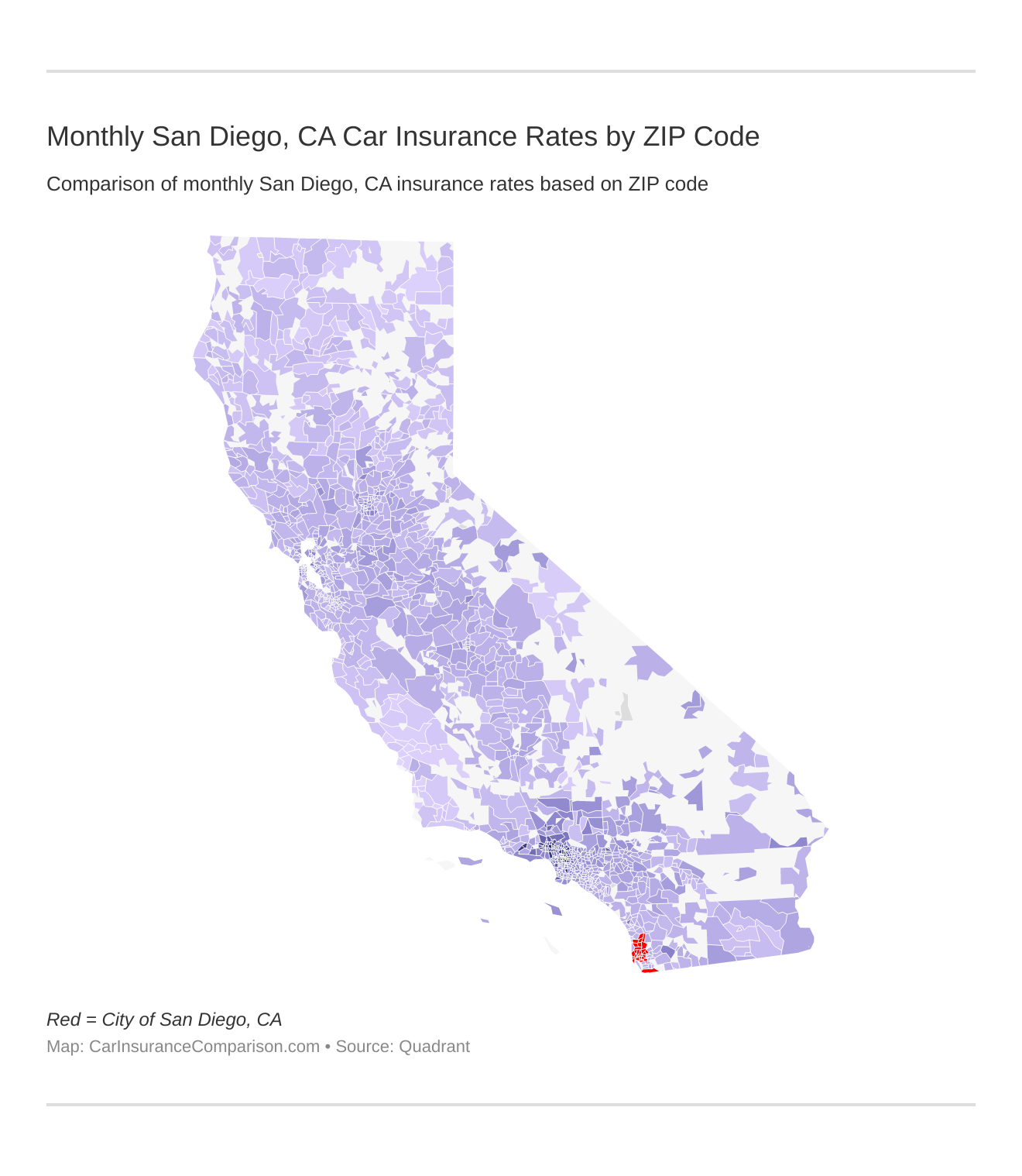 Monthly San Diego, CA Car Insurance Rates by ZIP Code