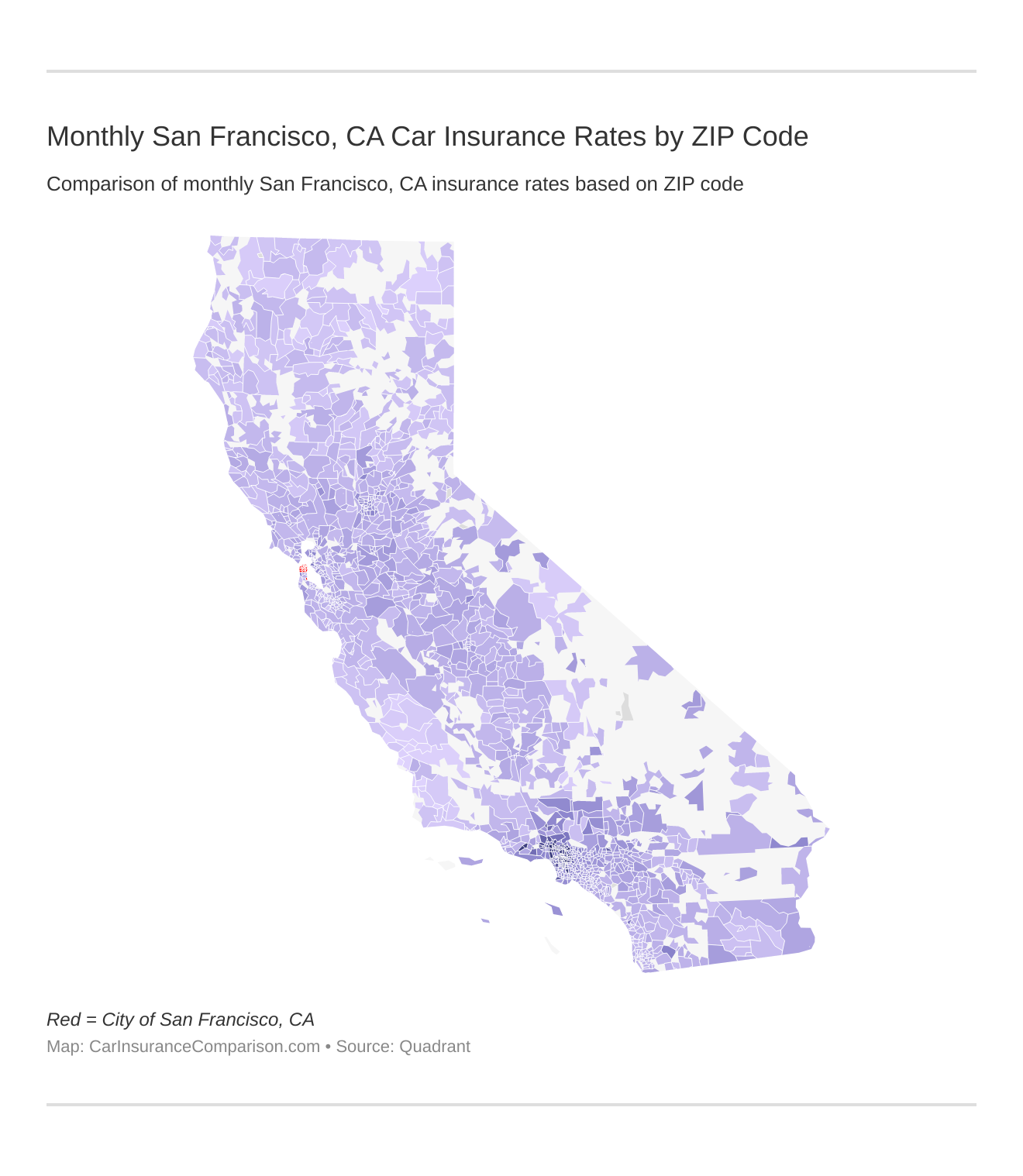Monthly San Francisco, CA Car Insurance Rates by ZIP Code