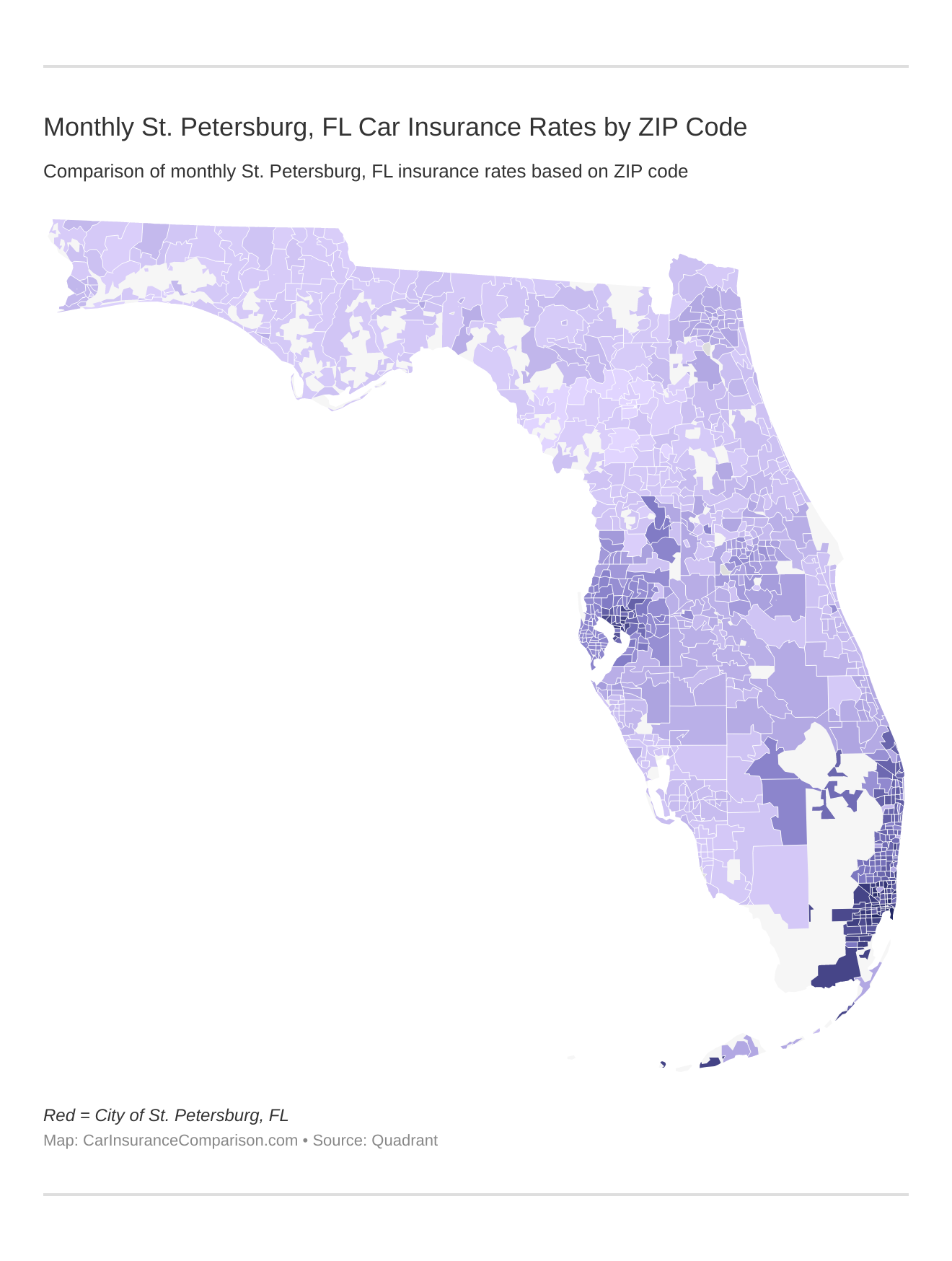 Monthly St. Petersburg, FL Car Insurance Rates by ZIP Code